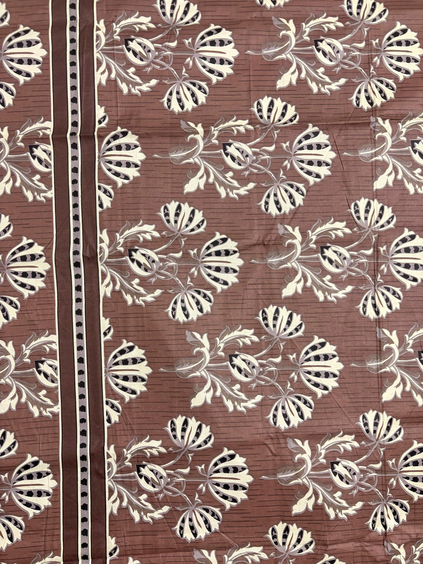 Premium Cotton 3 Pcs Bed Sheets King Size - Brown Bloom