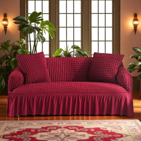 Ottoman Embrace Turkish Sofa Cover - Burgundy Red