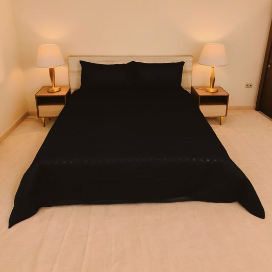 Azure Drape Quilted Bedspread King Size - Black