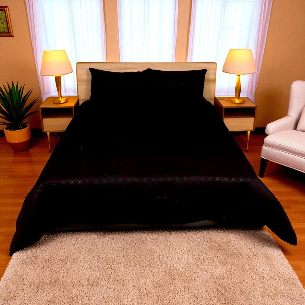 Azure Drape Quilted Bedspread King Size - Black