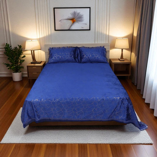 Haven Luxe 3 Pcs Set Bed Set King Size- Blue