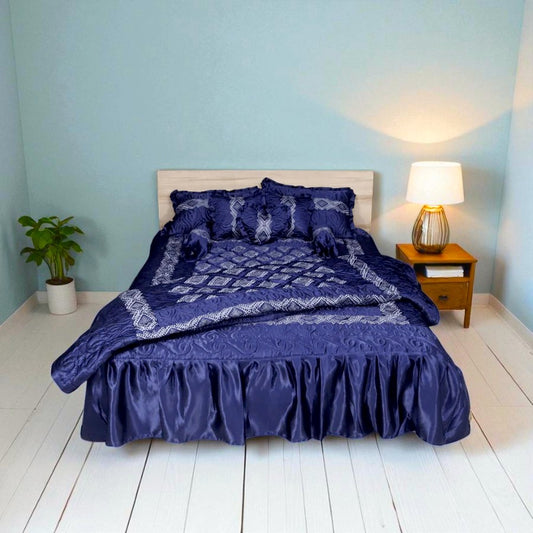 Bridal Silk Dreams 9 Pcs Bed Set King Size - Blue