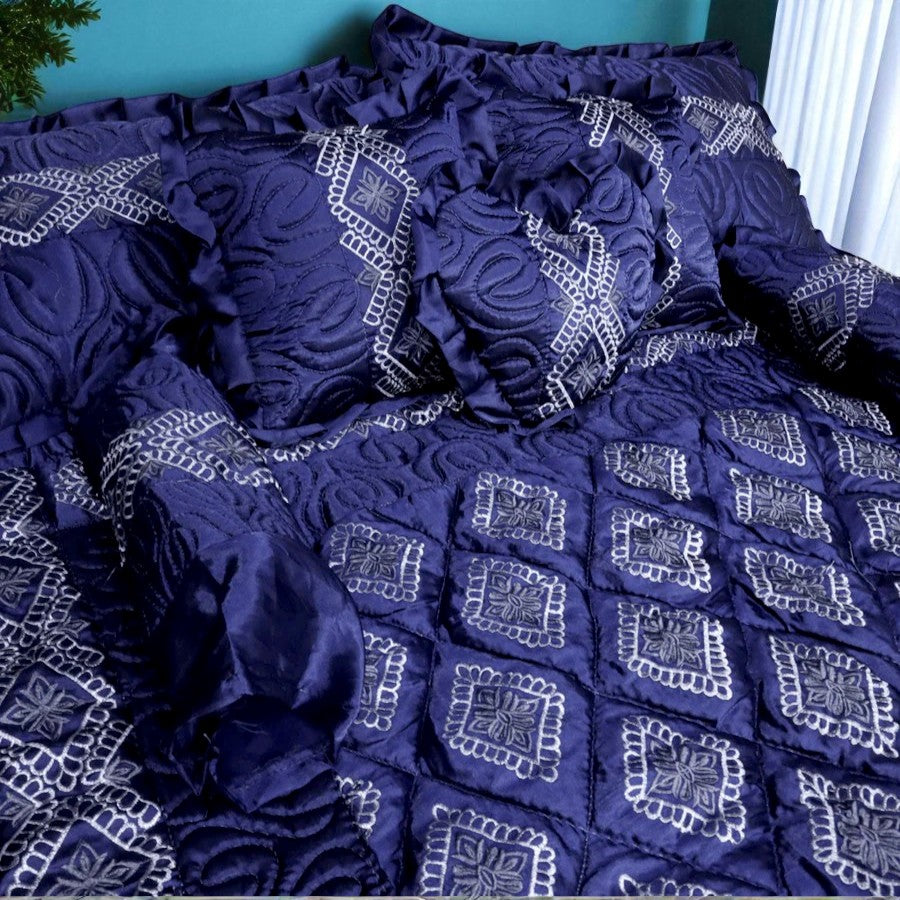 Bridal Silk Dreams 9 Pcs Bed Set King Size - Blue