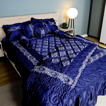 Bridal Silk Dreams 9 Pcs Bed Set King Size - Blue