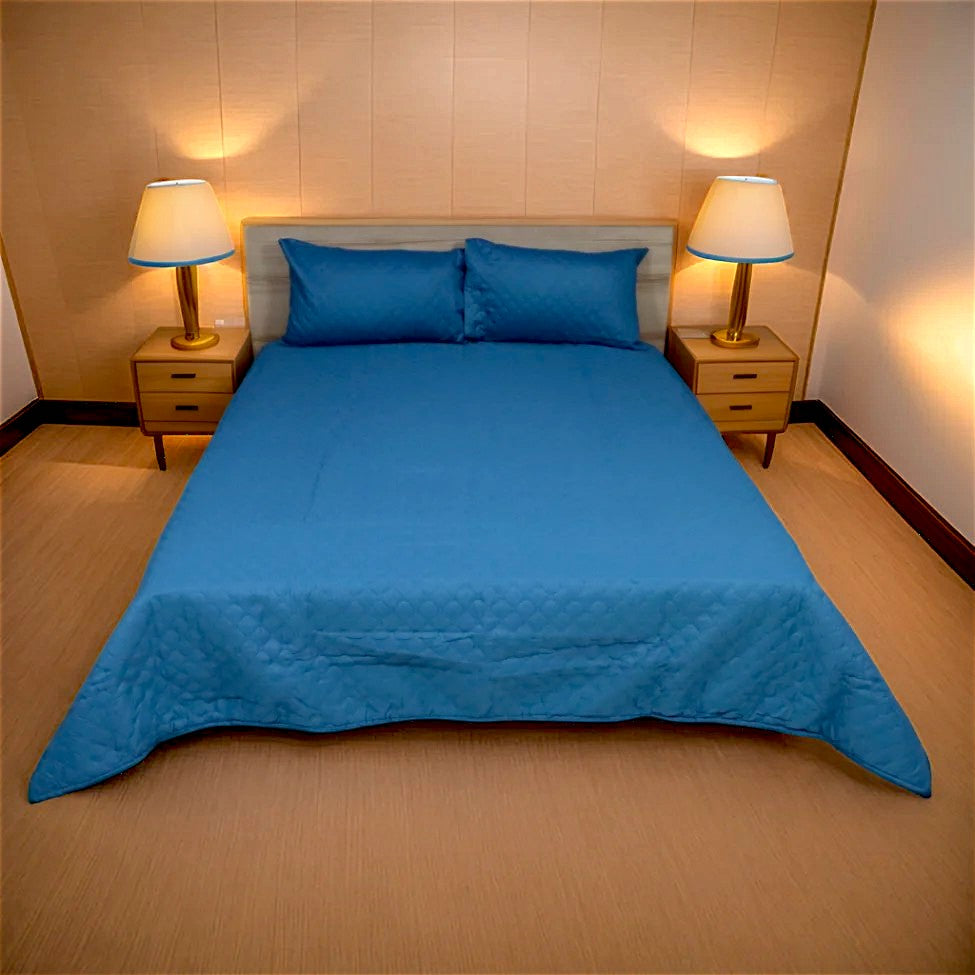 Azure Drape Quilted Bedspread King Size - Cobalt Blue