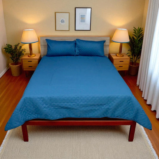 Azure Drape Quilted Bedspread King Size - Cobalt Blue