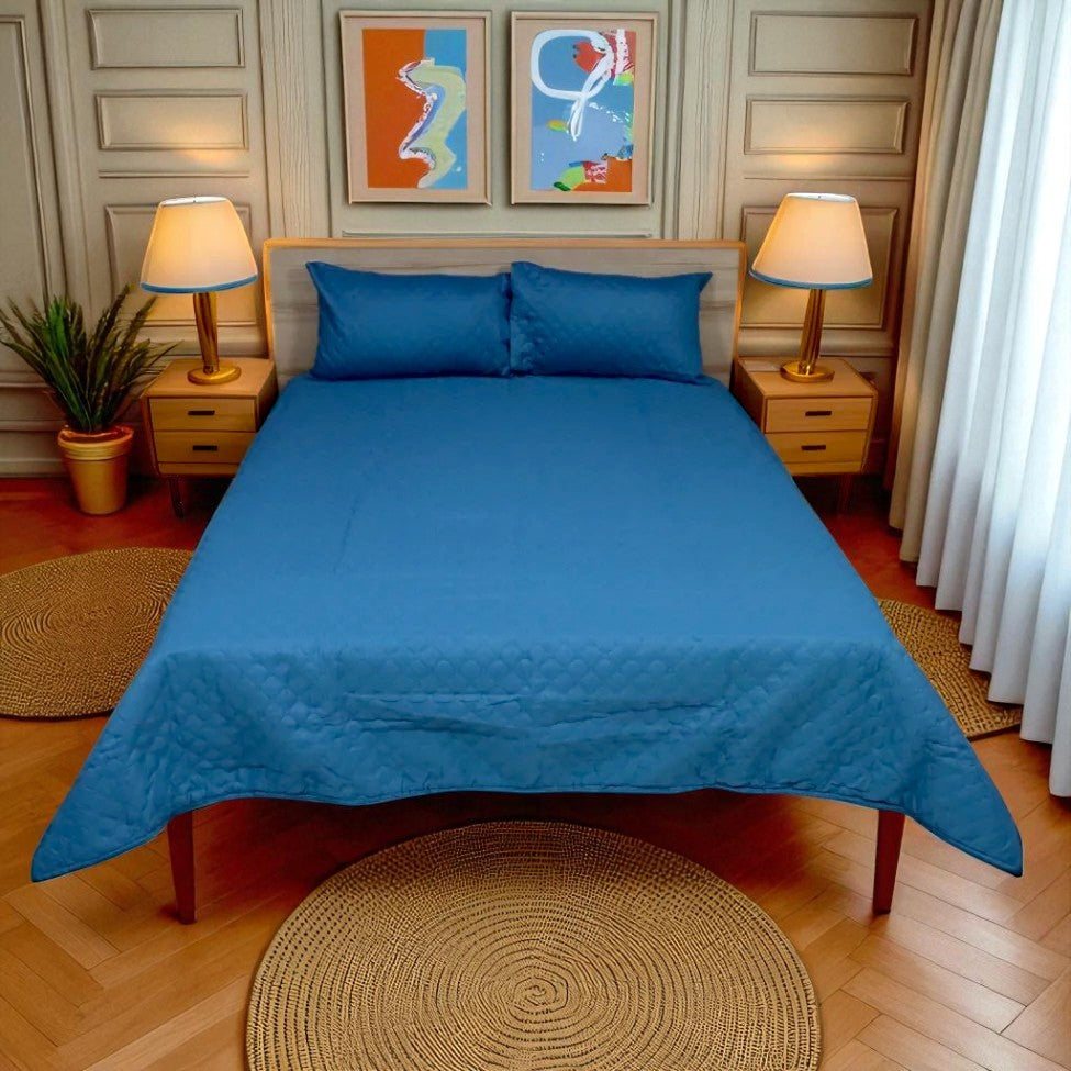 Azure Drape Quilted Bedspread King Size - Cobalt Blue