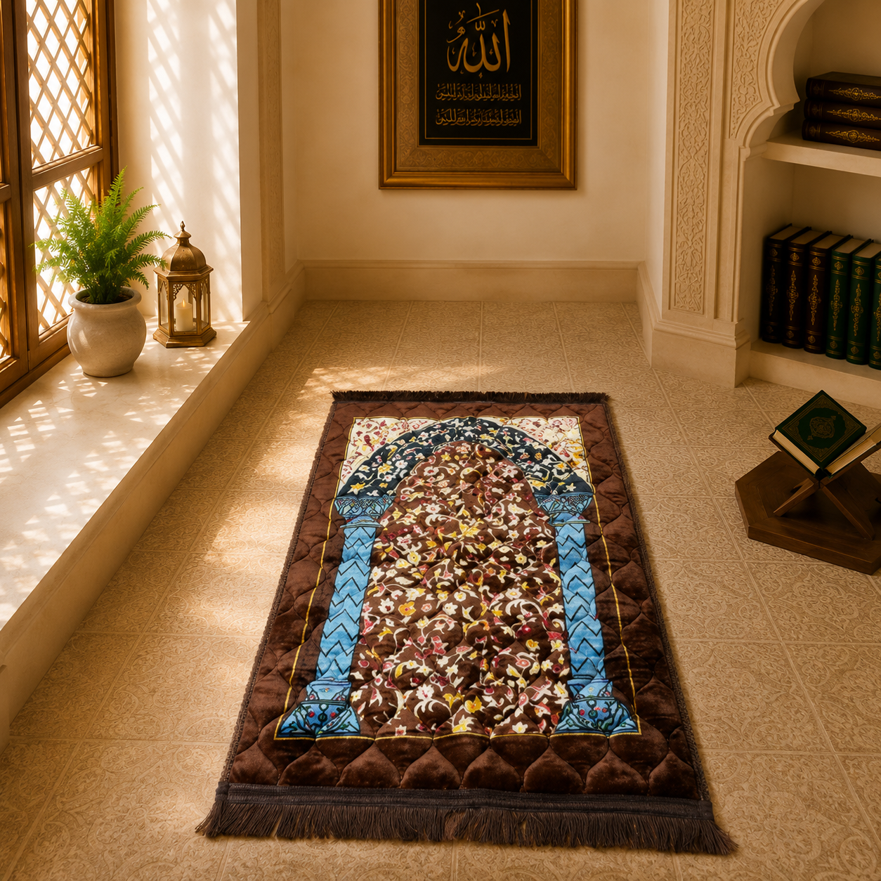 Noor-e-Sukoon Prayer Mat - Rich Brown