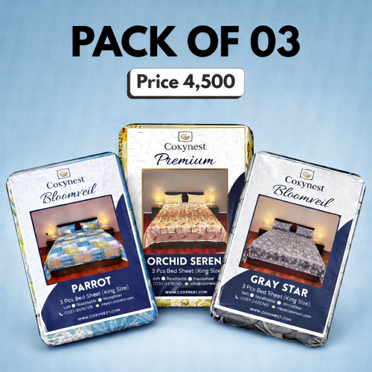 Premium Bedsheet Combo Pack of 3 – King Size