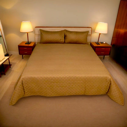 Azure Drape Quilted Bedspread King Size - Champagne Gold
