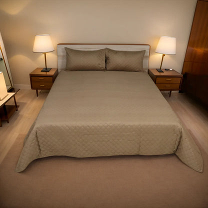 Azure Drape Quilted Bedspread King Size - Champagne Gold