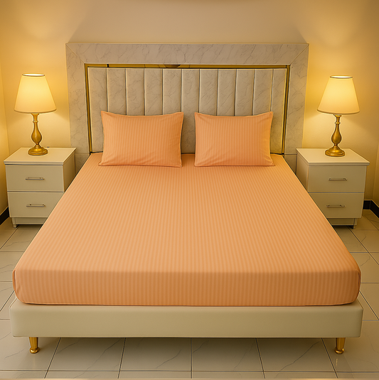 Elegant Fitted Bed Sheet King Size - Peach