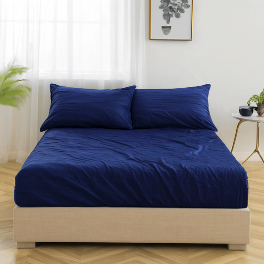 Elegant Fitted Bed Sheet King Size - Blue Nest