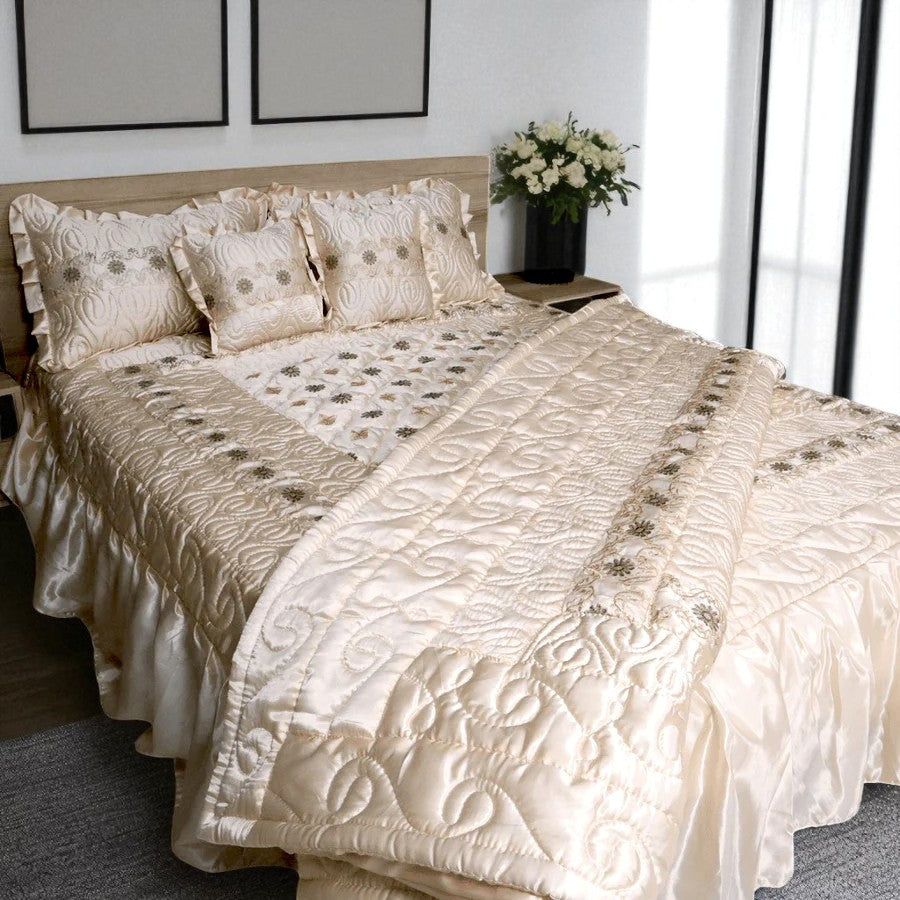 Bridal Silk Dreams 9 Pcs Bed Set King Size - Cream