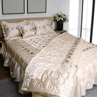 Bridal Silk Dreams 9 Pcs Bed Set King Size - Cream