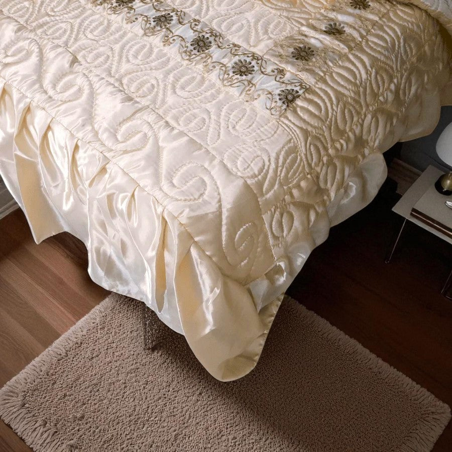 Bridal Silk Dreams 9 Pcs Bed Set King Size - Cream