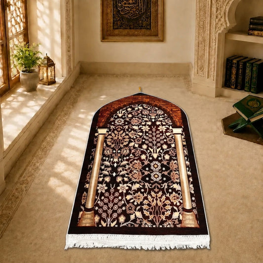 Turkish Prayer Mat - Dark Floral Arch