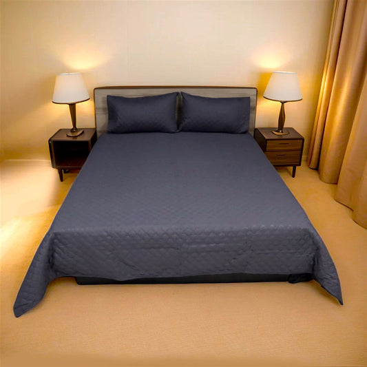 Azure Drape Quilted Bedspread  King Size - Charcoal Gray