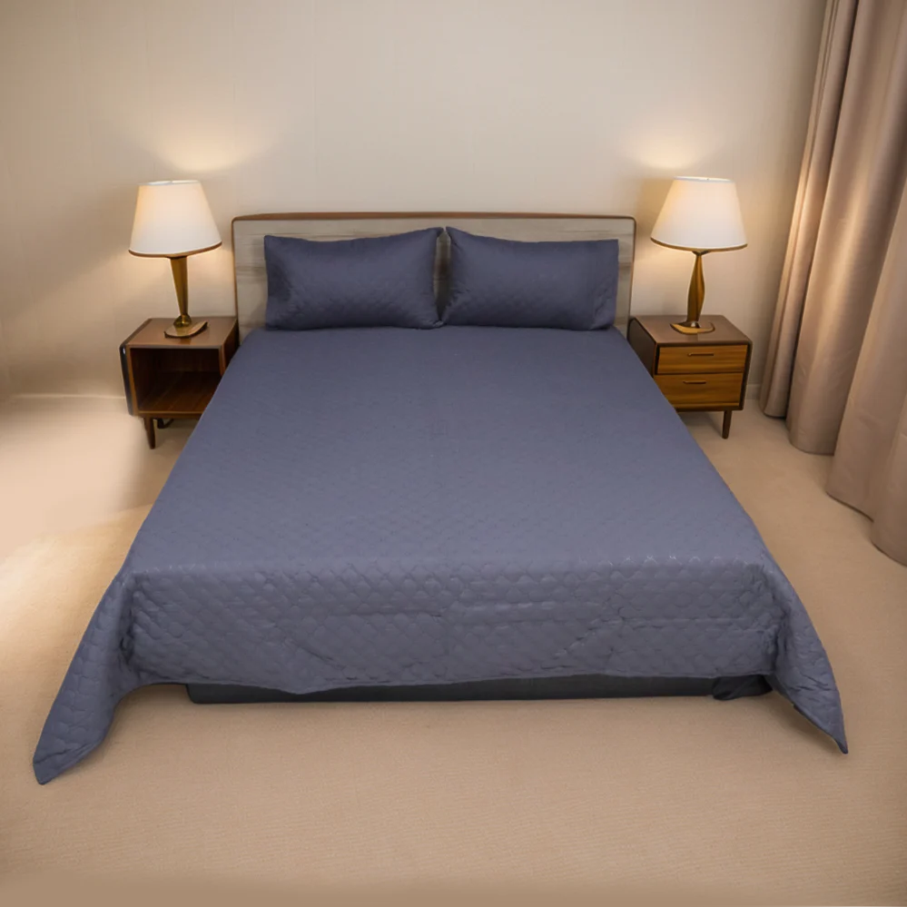 Azure Drape Quilted Bedspread  King Size - Charcoal Gray