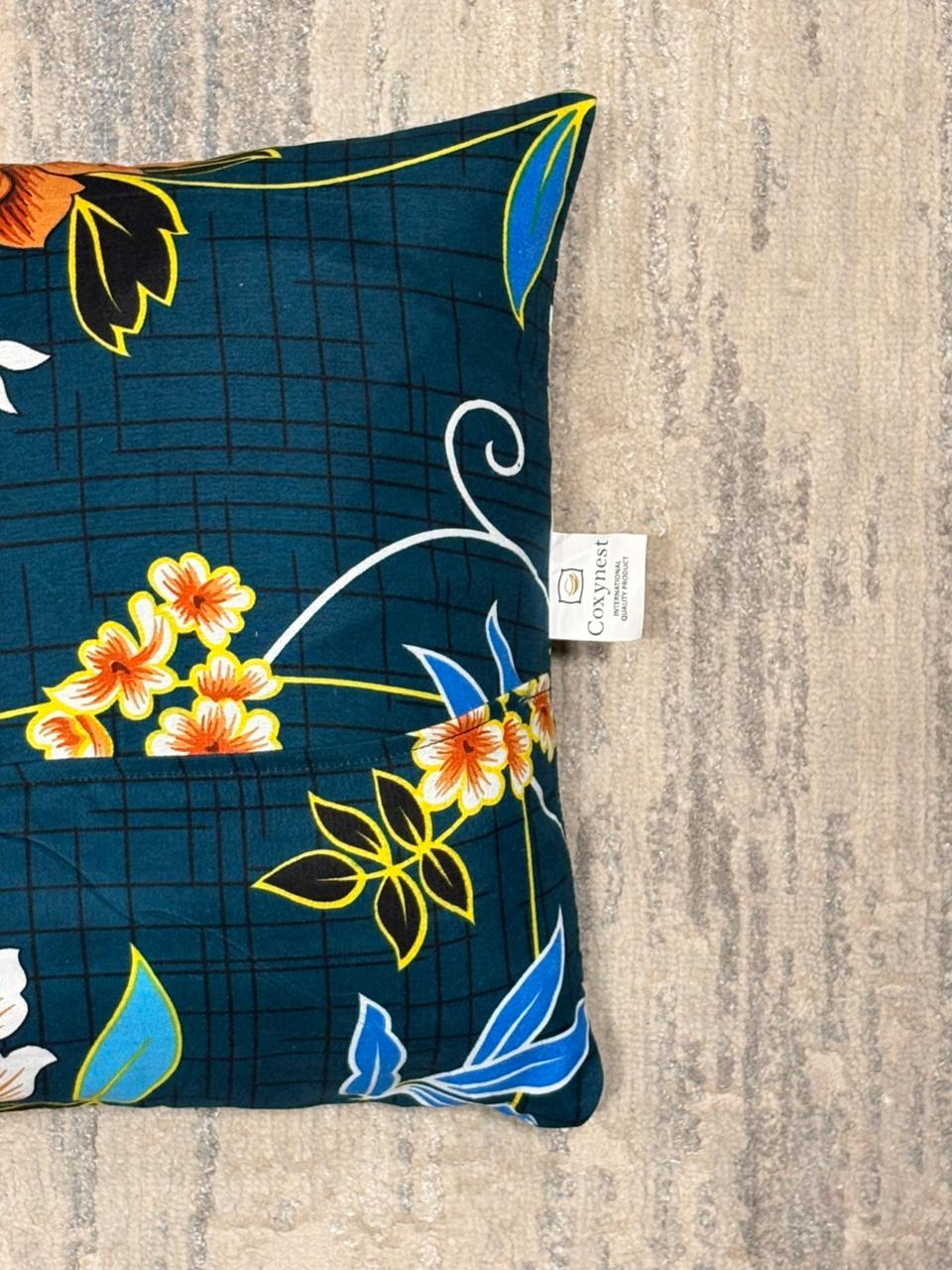Printed Cushion Covers - GREENISH PETAL