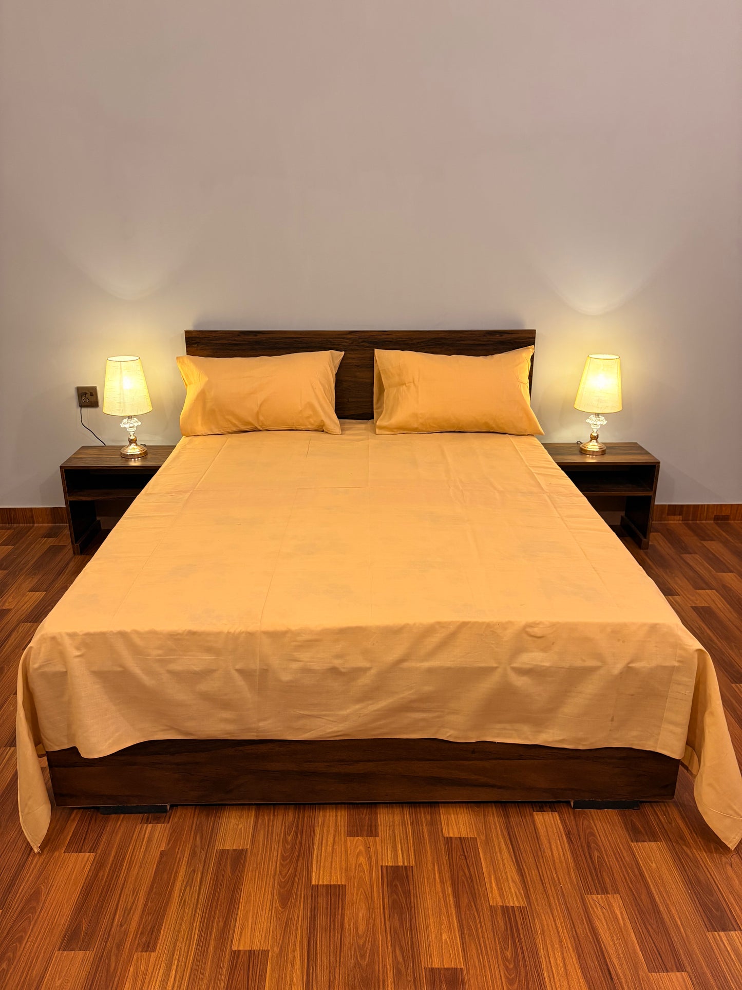 Loompure Cotton Bed Sheet Plain Peach