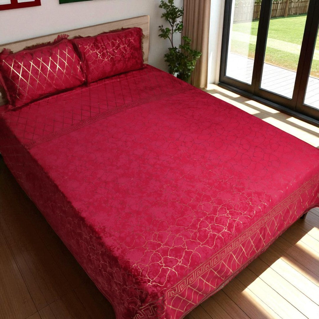 Haven Luxe 3 Pcs Bed Set King Size - Maroon