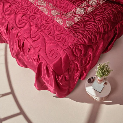 Bridal Silk Dreams 9 Pcs Bed Set King Size - Maroon