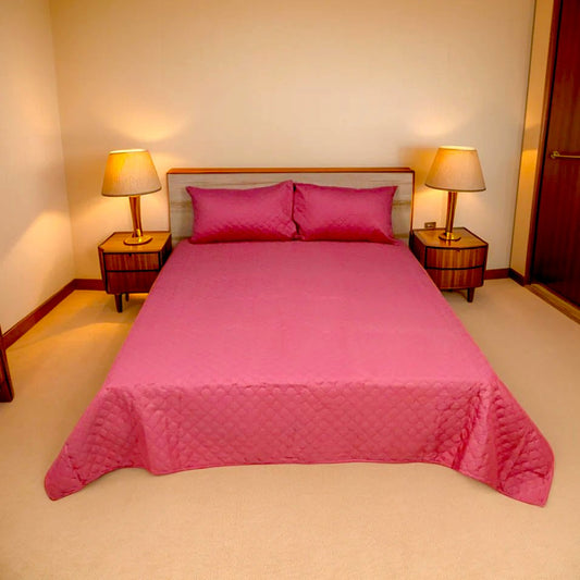 Azure Drape Quilted Bedspread King Size - Blush Pink