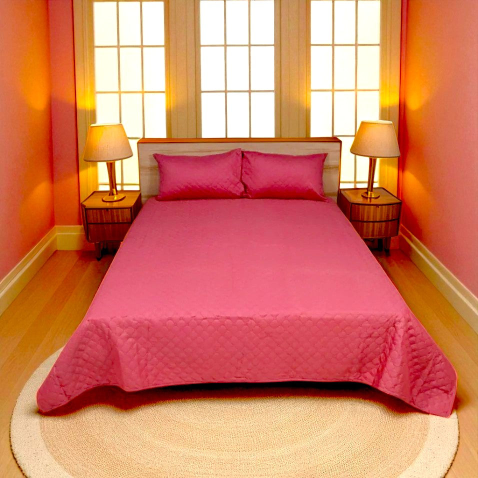 Azure Drape Quilted Bedspread King Size - Blush Pink