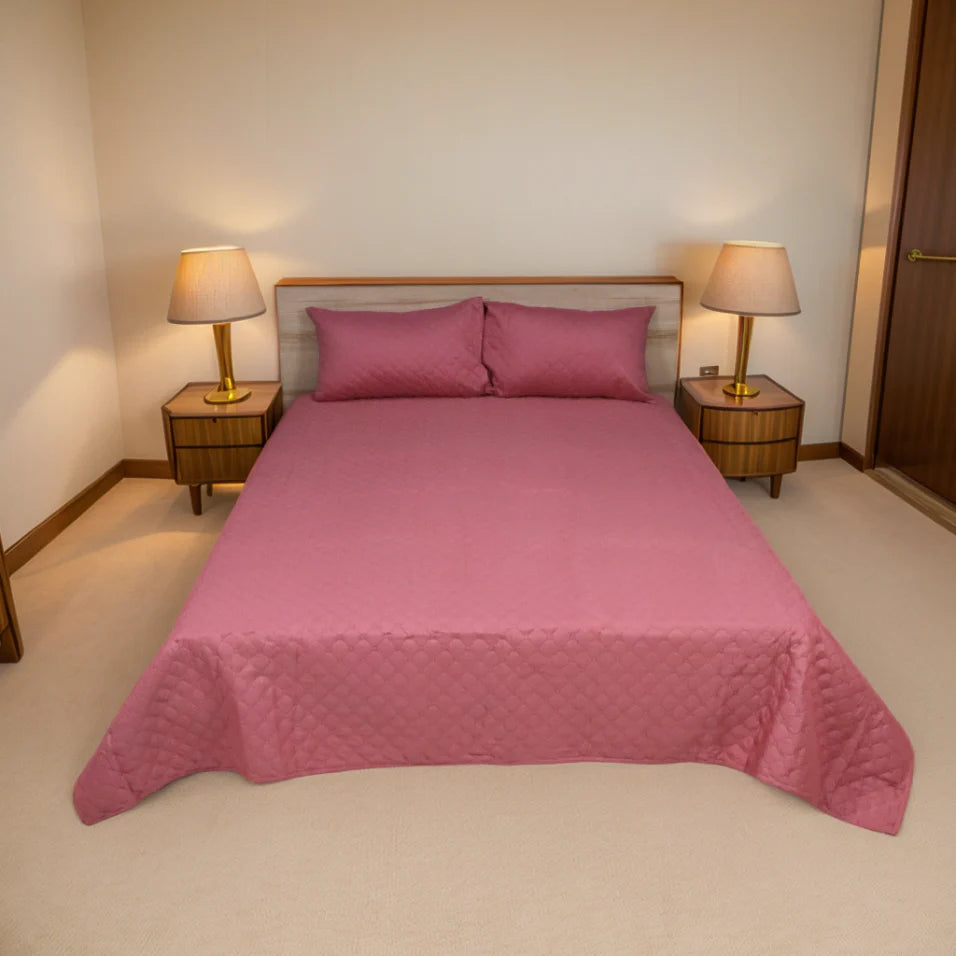 Azure Drape Quilted Bedspread King Size - Blush Pink