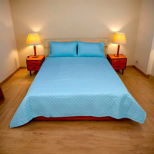 Azure Drape Quilted Bedspread King Size - Powder Blue