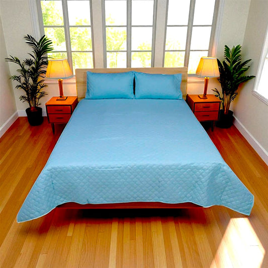 Azure Drape Quilted Bedspread King Size - Powder Blue