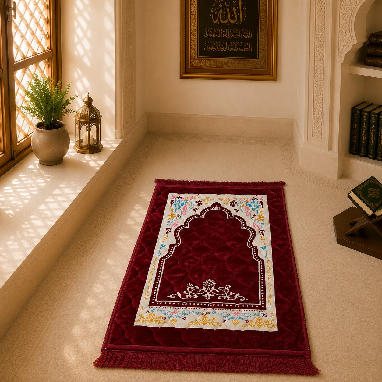 Taqwa Prayer Mat – Maroon Serenity