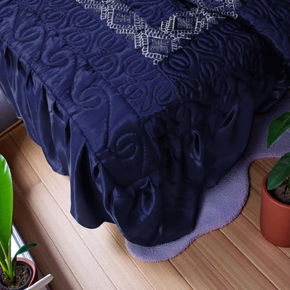 Bridal Silk Dreams 9 Pcs Bed Set King Size - Blue