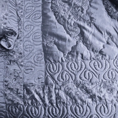 Bridal Silk Dreams 9 Pcs Bed Set King Size - Gray